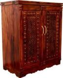 Advika Handicraft Solid Wood Sheesham Standard Groof Bar Cabinet Wine Storage Rack With Glass Holder Pre Assemble Bar Cocktail Storage Solid Wood Bar Cabinet Solid Wood Bar Cabinet