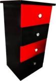 Allie Wood Engineered Wood Bed Side Table For Living Room |Color Black And Red Engineered Wood Side Table