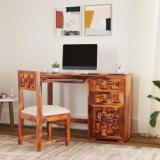 Allie Wood Rosewood 2 Drawer And 1 Self Solid Wood Study Table