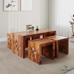 Allie Wood Rosewood 4 Stool Solid Wood Coffee Table