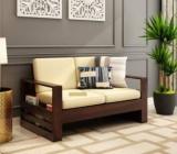 Allie Wood Sheesham Fabric 2 Seater Sofa