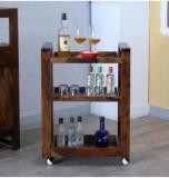 Allie Wood Sheesham Wood Movable Bar Trolley Solid Wood Bar Trolley