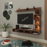 Anikaa Lame LED Light Wooden TV Unit Engineered Wood TV Entertainment Unit