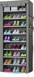 Anva Collapsible Wardrobe Organizer, Storage Rack For Kids And Women, Clothes Cabinet, Shoe Rack, Bedroom Organiser With 9 Layer_Grey Metal Collapsible Shoe Stand