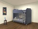 Aprodz Gilroy Grey Upholstered Twin Bunk Bed For Bedroom Solid Wood Bunk Bed