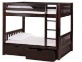 Aprodz Sheesham Wood Moyer Bunk Bed With Storage For Bedroom | Brown Finish Solid Wood Bunk Bed