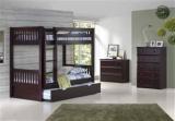 Aprodz Sheesham Wood Moyer Bunk Bed With Trundle For Bedroom | Brown Finish Solid Wood Bunk Bed