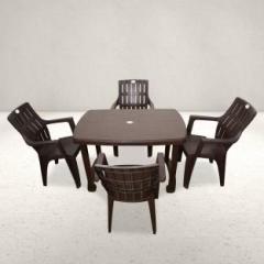 Arlavya 4 Seater Dining Set for Home Cafeteria Garden Plastic 4 Seater Dining Set