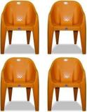 Arlavya Sofa Arm Chair For Office, Home, Garden, Color Orange, Set Of 4 Plastic Outdoor Chair