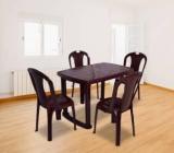 Arlavya Strong and Durable 4 Seater Dining Table Set for Home Garden Cafeteria Plastic 4 Seater Dining Set