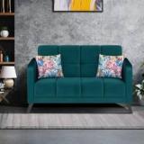 Arra Jasper Tufted Back Two Seater Sofa With Two Printed Cushions Fabric 2 Seater Sofa