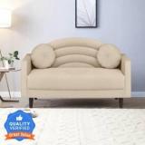 Arra Rainbow Two Seater Sofa Round Quilted Back with Soft Velvet Fabric 2 Seater Sofa