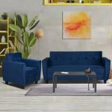 Arra Remo 4 Seater Sofa Blue Fabric 3 + 1 Sofa Set