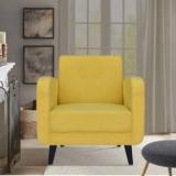 Arra Rome Tufted Back One Seater Sofa Yellow Fabric 1 Seater Sofa