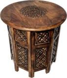 Artesia Wooden Handcrafted Carved Solid Folding Brown Coffee Table Solid Wood Side Table