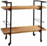 Ashutosh Crafting Bar 2 Tier Shelf Sheesham Wooden Metal Bar Trolley