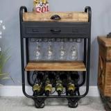 Ashutosh Crafting Industrial Bar Trolley Include Drawer Racks Hanger Multi Purpose Bar Trolley Solid Wood Bar Trolley