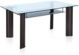 @home Bambino Six Seater Dining Table With Glass Top In Brown Colour