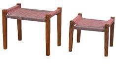 @home Bono Set Of 2 Stool In Brown Colour