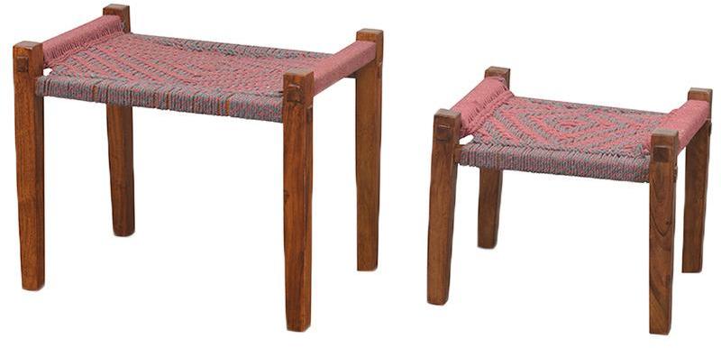 @home Bono Set Of 2 Stool in Brown Colour