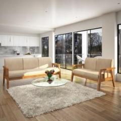 @home By Nilkamal Burke Fabric 3 + 2 Brown Sofa Set