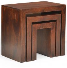 @Home Cubic Set of Three Nesting Tables in Walnut Finish