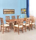 @Home Festo Eight Seater Solid Wood Dining Set In Brown Colour