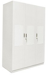 @Home Knight Three Door Wardrobe Without Mirror In Pearl White Finish