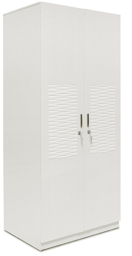 @Home Knight Two Door Wardrobe without Mirror in Pearl White Finish