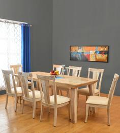 @Home Magix Eight Seater Dining Set In White Natural Finish