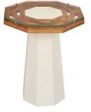 @home Malibu Side Table In White & Walnut Colour