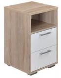 @home Marilyn High Gloss Bed Side Table In Oak & White Colour