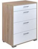 @home Marilyn High Gloss Chest Of Four Drawers In Oak & White Colour