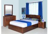 @home Monalisa Queen Size Bedroom Set In Walnut & Caramel Colour