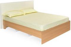 @home Neo Emily Queen Size Bed with Mattress in Ivory & Teak Finish