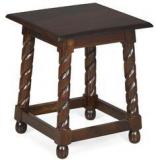 @home Ornate Square Stool With Walnut Finish