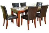 @home Sage Six Seater Dining Set In Beige & Walnut Colour