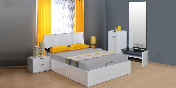 @home Scoop High Gloss King Bedroom Set In White Colour