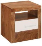 @home Thor Bed Side Table In Oak & White Colour