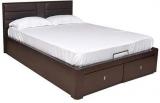 @home Triumph Queen Bed With Hydraulic Storage In Dark Walnut Colour