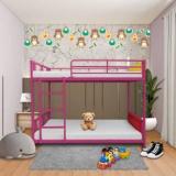 Auxiliary |Alpha Twin Bunk Bed For Junior/Adult With Guard Rail, Space Saving, Noise Free Metal Bunk Bed