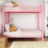 Auxiliary |Sigma Twin Bunk Bed For Junior/Adult With Guard Rail, Space Saving, Noise Free Metal Bunk Bed