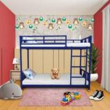 Auxiliary |Zeta Heavy Bunk Bed For Junior/Adult With Guard Rail, Space Saving, Noise Free Metal Bunk Bed