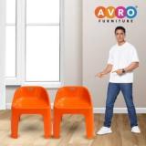 Avro Furniture Avro Furniture Rock Plastic Stools With Backrest, Set Of 2 In Orange Color Living & Bedroom Stool