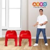 Avro Furniture Avro Furniture Rock Plastic Stools With Backrest, Set Of 2 In Red Color Living & Bedroom Stool