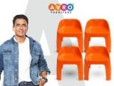 Avro Furniture Avro Furniture Rock Plastic Stools With Backrest, Set Of 4 Living & Bedroom Stool