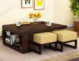 Balaji Furniture Center table with stools |Coffee table with 4 stools | Centre Table With Storage Solid Wood Coffee Table