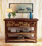 Balaji Furniture Sheesham Wood Side Console End Table With 2 Shelf & Trunk Storage For Living Room & Home Solid Wood Console Table