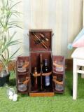 Bar Box Mini Bar Cabinet Packed With 10 Pcs Bar Tools Kit + 4 Pcs Italian Whiskey Crystal Glass Leather Bar Cabinet