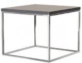 Baron Homes GreyGloss And Chrome Side Table, End Table, Stainless Steel Table Solid Wood End Table